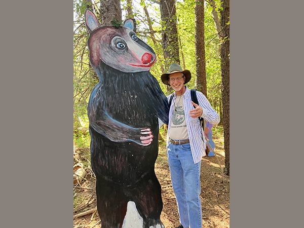 Making a new friend while geocaching in northern Minnesota.